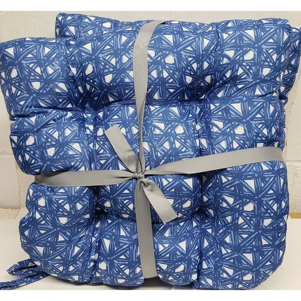 SET OF 2 THICK REVERSIBLE CUSHION CHAIR PADS w/ties (16